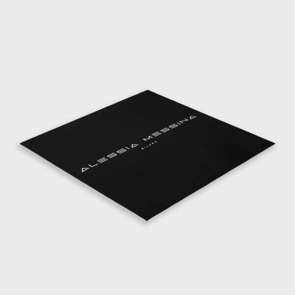 Black square card with white minimalist text centered.