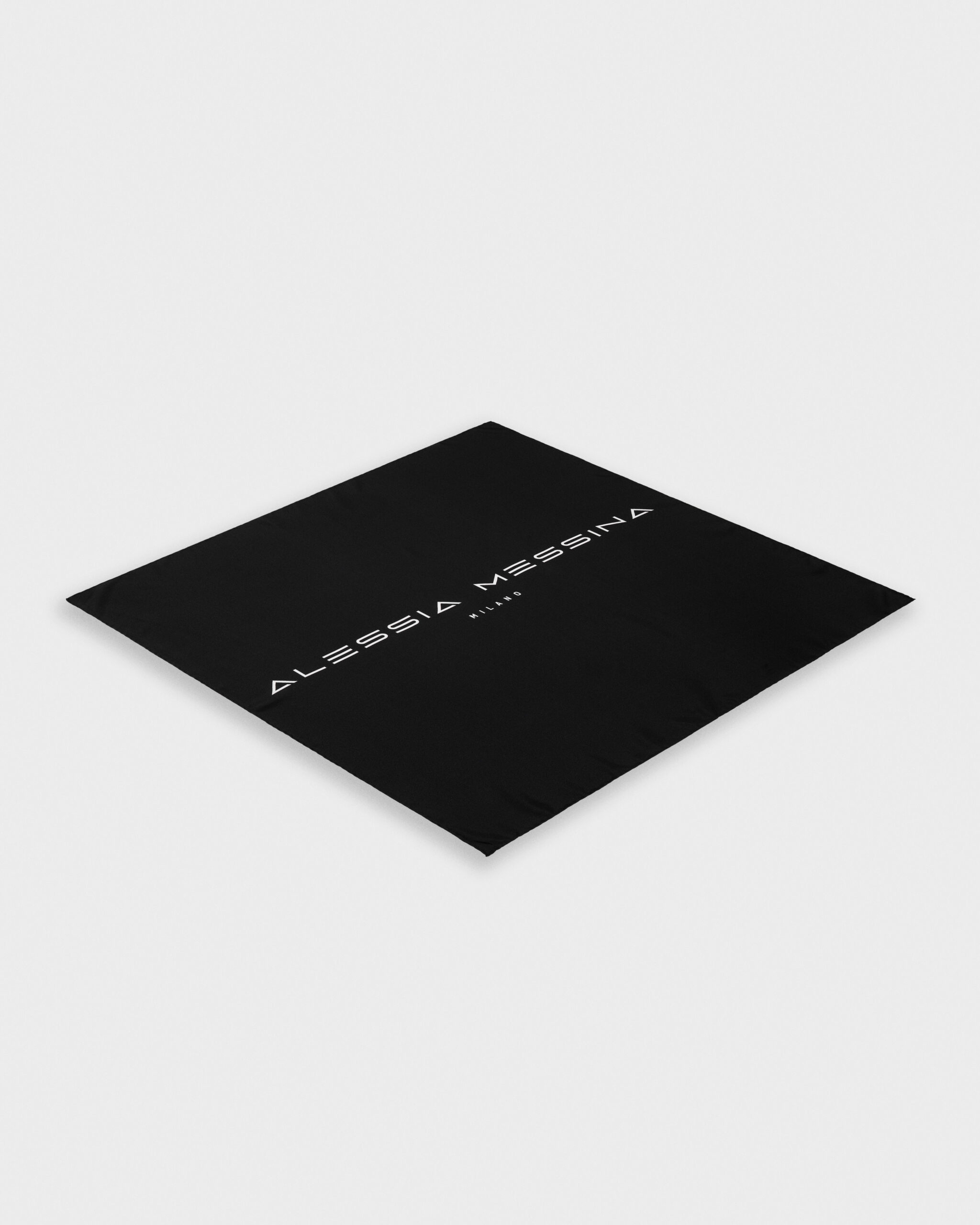 Black square card with white minimalist text centered.