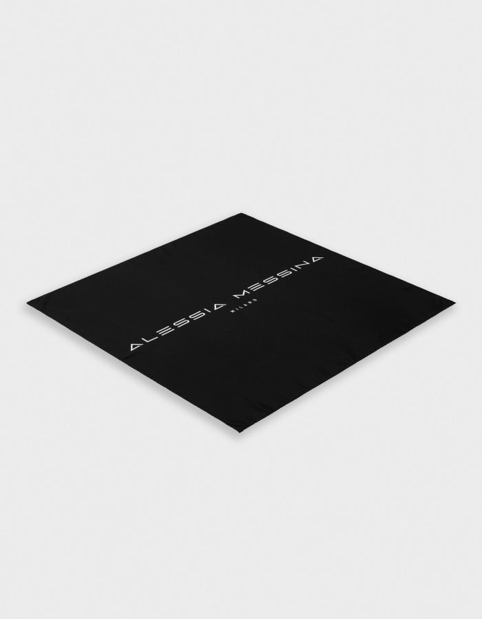 Black square card with white minimalist text centered.