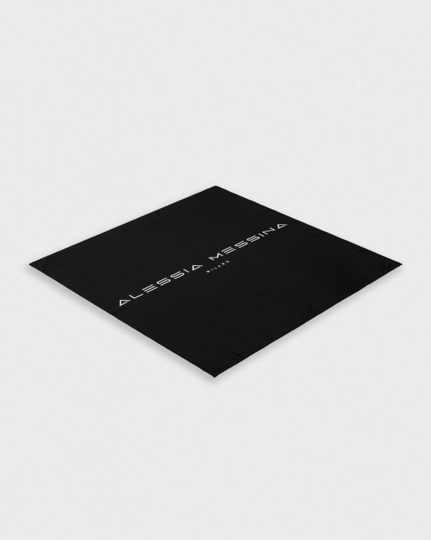 Black square card with white minimalist text centered.